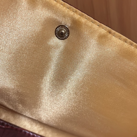 Maroon  Crocodile Embossed Clutch with Chain - Picture 9 of 9